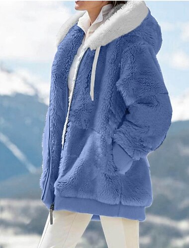  Per donna Giacca in Pile Giacca Casual Giacca con Cappuccio Confortevole Traspirante Cerniera Tasca Casual Tinta unica Vacanza Streetwear Casuale Abbigliamento quotidiano Cerniera Regolare Con