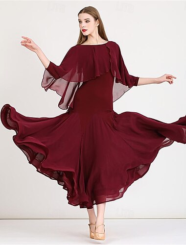  Ballsaal-Tanzkleid Damen Performance-Training Langarm Modern Walzer Tanzkostüme