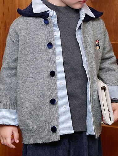  Bambini Unisex Giacche da baseball Capispalla Blocco di colori Manica Lunga Comfort Cappotto All'aperto Moda Quotidiano Grigio Primavera Autunno Dai 4 anni in su