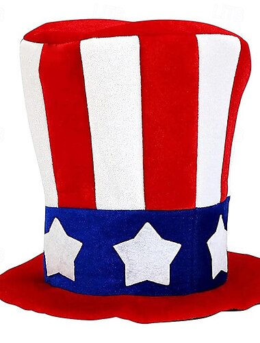  Voor heren Hoed ter ere van het 250-jarig jubileum van de Verenigde Staten Feesthoed Bolhoed Hoge hoed Rood Polyesteri Vaderlandslievend Modieus Casual Dagelijks Festival Amerikaanse Amerikaanse vlag