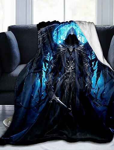  coperte in pile Coperta per divano La Morte 3D Fantasia Gotico punk oscuro Da serata Divano Da letto Coperta decorativa Coperta calda Arredamento per la casa