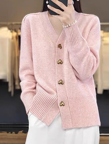 Damen Pullover Strickjacke Streetwear Lässig Einfarbig V Ausschnitt Knöpfe Gestrickt Langarm Normale Oberteile Stricken Täglich Ferien Ausgehen Schwarz Weiß Herbst Winter   Damen Pullover Strickjacke Streetwear Lässig Einfarbig V Ausschnitt Knöpfe Gestrickt Langarm Normale Oberteile Stricken Täglich Ferien Ausgehen Schwarz Weiß Herbst Winter