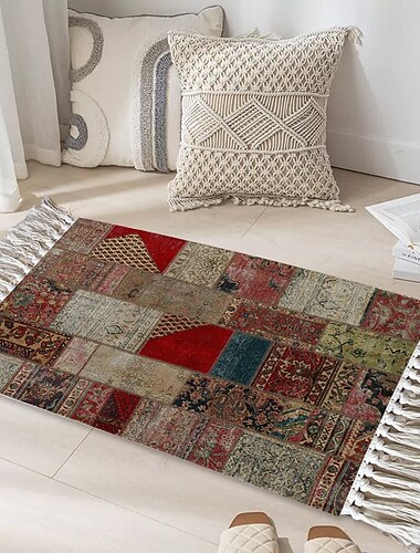  Tappeti area vintage annodati a mano tappeto per soggiorno e camera da letto tappeto a patchwork per tavolino da caffè tappeto morbido antiscivolo e lavabile in lavatrice