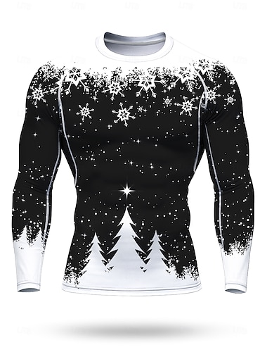  Weihnachten Herren Unisex Lauf-T-Shirt Sportshirt Fitnessshirt Trainingsshirt Trainingshemd Langarm T-Shirt UPF 50 UV-beständig Weich Schweißableitend Geländerad Fitnesstraining Mountainbike MTB