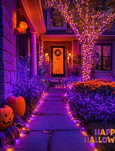  Guirlande lumineuse solaire pour Halloween, décoration d'extérieur, étanche IP65, 8 modes d'éclairage, idéale pour Halloween, Noël, fête, mariage, jardin, balcon, vacances