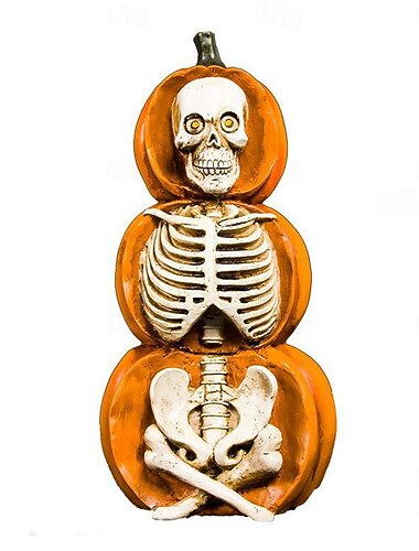  Halloween-dekorationer pumpa skalle skelett skrivbordsprydnader dekoration för halloween, hartsmaterial med LED-ljus halloween-figurer skulpturdekor