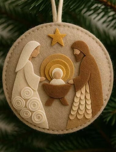  Kerst handgemaakte vilten ornament kerststal decoratie Jezus geboorte hangende knutsel, vakantie boom decoratie, cadeau hangende decoratie