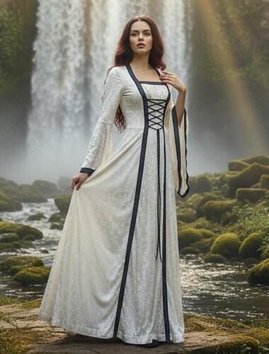  Retro Vintage Mittelalterlich Renaissance Kleid Ausgefallene Kostüme Wikinger Keltischer Ritter Kostüm Damen Keltisch Halloween Karneval Leistung LARP Renaissance-Messe Erwachsene Kleid