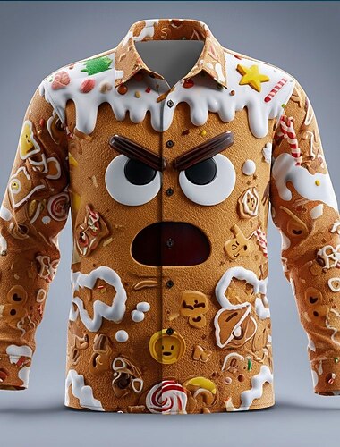 Christmas Miesten 3D sarjakuva Hymynaama piparkakku-ukko Paita Button Up paita Pitkähihainen Hauska ulko- Pyhäpäivä Kevät Syksy Sänkyjen avaus 3D-tulostus kauluspaidat חאקי כהה Vaalea khaki Khaki   Christmas Miesten 3D sarjakuva Hymynaama piparkakku-ukko Paita Button Up paita Pitkähihainen Hauska ulko- Pyhäpäivä Kevät Syksy Sänkyjen avaus 3D-tulostus kauluspaidat חאקי כהה Vaalea khaki Khaki