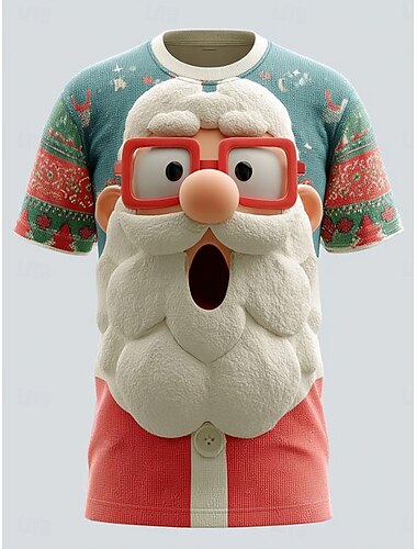  חג המולד בגדי ריקוד נשים חולצה קצרה גראפי סנטה קלאוס חג מולד וינטאג' מסוגנן קלסי שרוולים קצרים צווארון עגול קצר צווארון עגול חולצות רגילות יומי דפוס פול אודם תלתן סתיו חורף