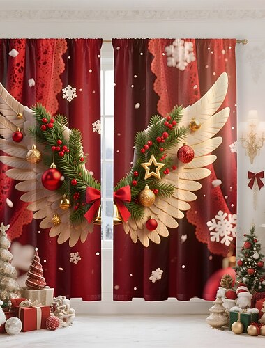  digitalt trykk julegardin i vanlig vevd nylon, mørkleggingsgardiner, juledekorasjon i amerikansk og europeisk stil