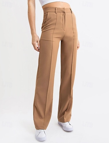  Per donna Chinos Dritto Streetwear Casual Lunghezza intera Vita media Semplice Tasca Elastico in vita Confortevole Micro-elastico All'aperto Vacanza Quotidiano Marrone scuro Ametista Nero Marrone