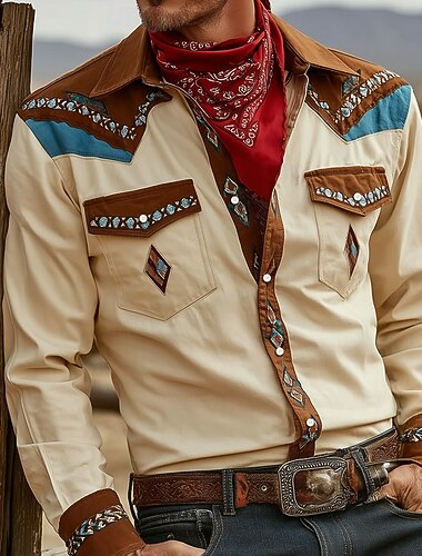 Férfi Paisley Virágminta Etno Ing Nyugati ing Cowboy ing Hosszú ujj Vintage Retro Szabadtéri Napi Munkaruha Ősz & tél Térfogatcsökkenés 3D nyomtatás Elöl két zseb Gombolható ingek Medence Barna   Férfi Paisley Virágminta Etno Ing Nyugati ing Cowboy ing Hosszú ujj Vintage Retro Szabadtéri Napi Munkaruha Ősz & tél Térfogatcsökkenés 3D nyomtatás Elöl két zseb Gombolható ingek Medence Barna