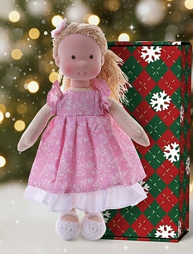  Håndlaget waldorfdukke til babyjente med koselige klær - 11,8 tommers myk plysjdukke med gaveeske for småbarn, ideell julegave til jenter og barn
