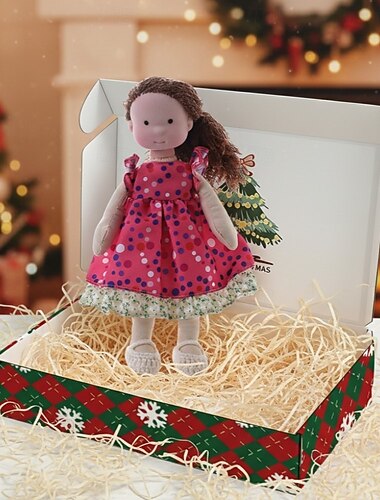 Håndlaget Waldorf dukke babyjente med koselige klær - 30 cm myk plysj dukke med gaveeske småbarn Ideelle julegaver barnebarn jenter