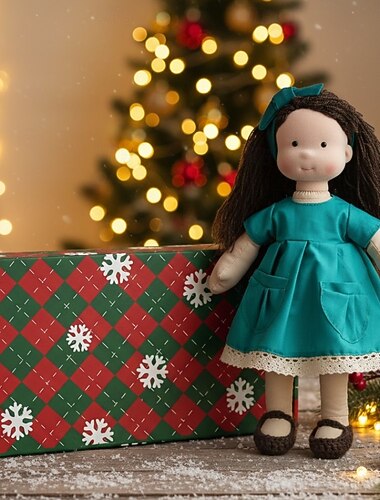  Håndlaget waldorfdukke til babyjente med koselige klær - 11,8 tommers myk plysjdukke med gaveeske for småbarn, ideell julegave til jenter og barn