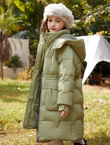  Barn Flickor Dunjacka Friluftsjacka Pufferjacka Ensfärgat Mode Håller värmen Vindtät Utomhus Täcka Ytterkläder 4-12 år Höst Svart Rodnande Rosa Purpur