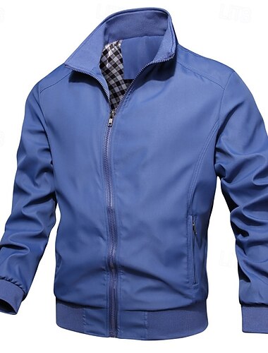  Homme Veste Légère Veste Décontractée Vacances Quotidien Respirant Avec Poches Printemps Automne Uni Mode Classique Col montant Régulier Noir Bleu Vert Kaki Gris Claire Veste