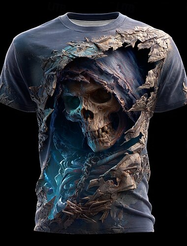  Per uomo Illusione ottica La Morte 3D Maglietta Manica Corta maglietta Stampa 3D Girocollo Camicia Esagerato Designer Orrore Club Feste Streetwear Blu Viola Arancione Estate Primavera Tutte le