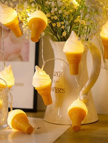  gelato 3d lampada fata stringa luci ghirlanda led luci stringa all'aperto decorazione festa per bambini camera da letto