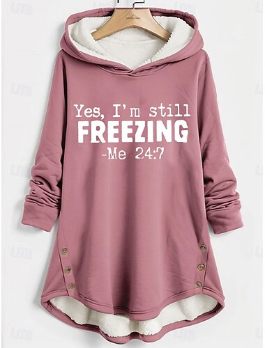  Dames Trui met capuchon Sweatshirt Grafisch Brief Warm Casual Wazig Lange mouw Capuchon Lange tops Casual Sport Afdrukken Blozend Roze blauw Grijs Herfst Winter