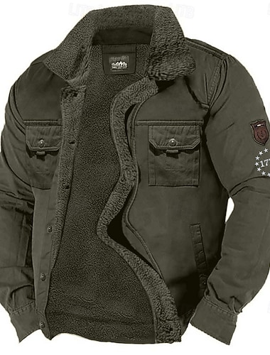 Miesten Kuvitettu 1776 Fleecetakki Cargo takki Sherpa takki Pidä lämpimänä Vintage Vapaa-aika ulko- Koti Useita taskuja Puuvillatakit Talvitakit Syksy Talvi Fleece-taittokaulus Pitkähihainen khaki   Miesten Kuvitettu 1776 Fleecetakki Cargo takki Sherpa takki Pidä lämpimänä Vintage Vapaa-aika ulko- Koti Useita taskuja Puuvillatakit Talvitakit Syksy Talvi Fleece-taittokaulus Pitkähihainen khaki