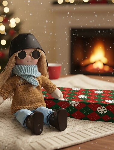  Kézműves Waldorf baba kislány kényelmes ruhában - 11,8 hüvelyk puha plüss baba ajándékdobozzal kisgyermekeknek ideális karácsonyi ajándék unokáknak lányoknak