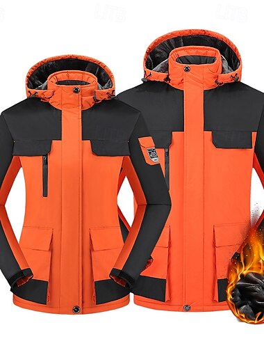  Męskie Kurtka Softshell Kurtka turystyczna Kurtka polarowa Zima Na wolnym powietrzu Keep Warm Wodoodporny Top Ciemnoszary Czarny Biały Zieleń wojskowa Pomarańczowy