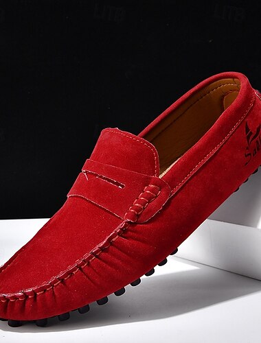  Voor heren Instappers en instappers Retro Grote maten Wandelen Casual Dagelijks PU Comfortabel Knielaarzen Leegloper Rood Bruin Zwart Geel