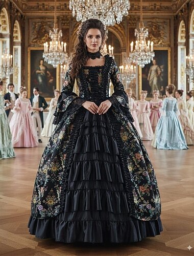  Gotische Lolita Rokoko Viktorianisch Ausgefallene Kostüme Ballkleid Abschlussballkleid Übergröße Königin Prinzessin Blumen Kostüm Damen königlich Halloween Karneval Leistung Maskerade
