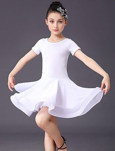  Latein-Tanz Kleid Einfarbig Mädchen Ausbildung Leistung Kurzarm Elasthan
