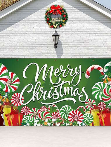  Jul utomhus garageportsskydd god jul godis stor gobeläng bakgrund semester fest väggdekoration för utomhus garageport hem jul festival firande dekor