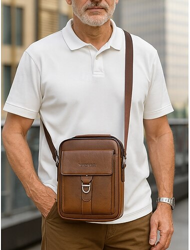  borsa a tracolla da uomo in similpelle marrone nera – borsa a tracolla vintage con manico superiore, borsa casual da viaggio per lavoro