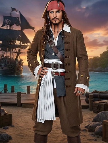 Pirates of the Caribbean Pirát Jack Sparrow Úbory Krásné šaty cosplay Filmové kostýmy for Pánské Dospělé předvečer Všech svatých Karneval Výkon Párty   Pirates of the Caribbean Pirát Jack Sparrow Úbory Krásné šaty cosplay Filmové kostýmy for Pánské Dospělé předvečer Všech svatých Karneval Výkon Párty