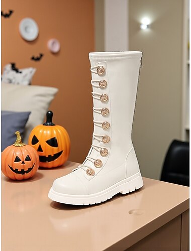 Koreaanse idool geïnspireerde popster kostuum schoenen - trendy witte en bruine mode laarzen voor meisjes casual en straat stijl