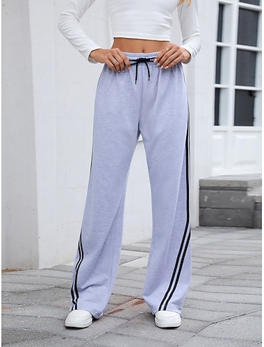  Damen Jogginghose Hose Sommerhose Baggy-Hosen Mode Streetwear sportlich Volle Länge Hohe Taille Einfach Kordelzug Reißverschluss Gerader Schnitt Leicht Weich Bequem Mikroelastisch Outdoor Straße