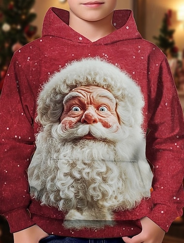 Karácsony Fiú 3D Mikulás Kapucnis felsőrész Hosszú ujj Tavasz Ősz Divat Utcai sikk Gyerekek 4-12 év Kapucni Szabadtéri Hétköznapi Napi Normál   Karácsony Fiú 3D Mikulás Kapucnis felsőrész Hosszú ujj Tavasz Ősz Divat Utcai sikk Gyerekek 4-12 év Kapucni Szabadtéri Hétköznapi Napi Normál