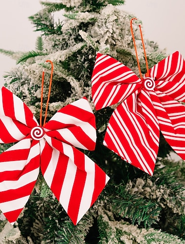  joulukoristeet punainen ja valkoinen raidallinen karkkirusetti koristeena sienirusetti roikkuu koriste joulukuuseen loma juhlava puunsisustus