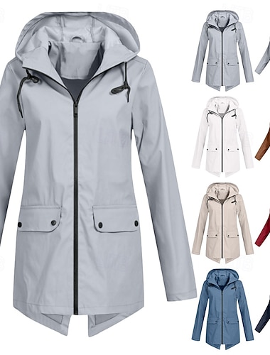  Жен. Зимнее пальто Куртка с капюшоном Сохраняет тепло Удобный Молния Карман На каждый день Полотняное плетение на открытом воздухе Отпуск На каждый день На выход Обычная Капюшон Стандартный