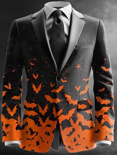  Halloween Муж. Летучая мышь Пиджак Пальто Удобный Художественный На каждый день Вечерние наряды Повседневные фестиваль 3D печать Пуговицы Мульти карман Все сезоны Острый Длинный рукав