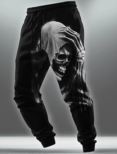  Férfi Zord kaszás Csontváz Melegítőnadrágok Kocogó Nadrág Közepes csípő Elasztikus derékrész húzózsinórral Sötét gótikus stílus Szabadtéri Szabadság Sportos melegítőnadrág zsebekkel Tavasz Ősz 3D