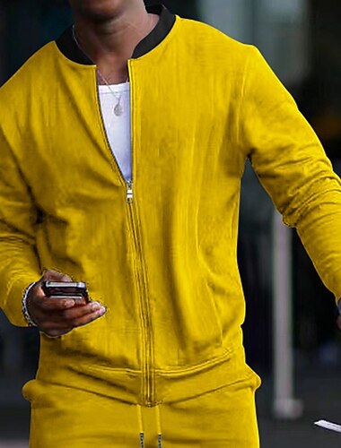  Homme Veste Légère Veste Décontractée Vacances Quotidien Respirant Avec Poches Printemps Automne Bloc de Couleur Mode Classique Col montant Régulier Noir Jaune Rouge bleu marine Bleu Roi Veste