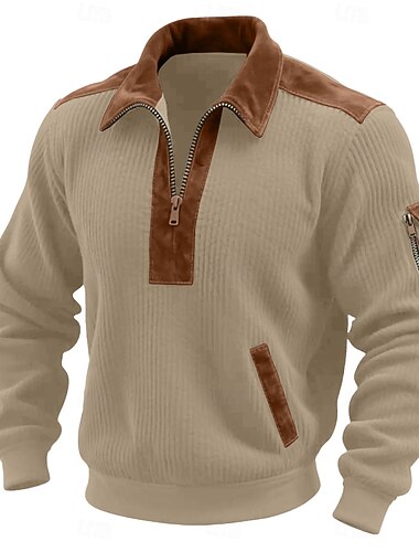  Pánské Mikina Kordura Svetrová mikina s kapucí Svetr Čtvrtletní mikina na zip Černá Bílá Armádní zelená Khaki Šedá Klopa Bez vzoru Slátanina Barevné bloky Sporty a outdoor Ležérní Denní Šik ven