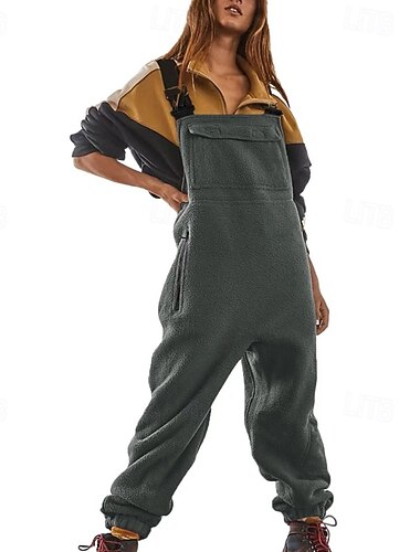  Per donna Normale Tuta Attivo Tinta unica Senza Maniche Collo a U Tasca Bottoni Vacanza Quotidiano Vestibilità regolare Nero Verde militare Blu marino Autunno