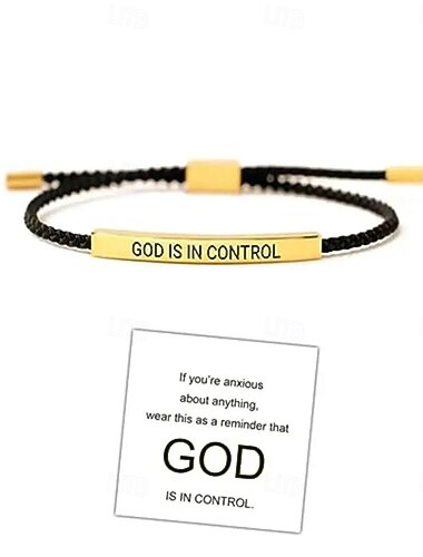  Inspire-armband Gud har kontroll elegant design med unika mönster och bokstäver justerbart ananasrep armband i rostfritt stål graverat rör enkeltrådigt flätat armband