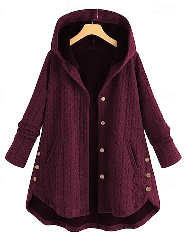 نسائي معطف حديقة الدفء مريح Buttons كاجوال سهل عطلة شارع مناسب للبس اليومي مناسب للخارج طويلة مع قبعة عادي كم طويل ملابس خارجية أرزق بحري أسود نبيذ الخريف الشتاء   نسائي معطف حديقة الدفء مريح Buttons كاجوال سهل عطلة شارع مناسب للبس اليومي مناسب للخارج طويلة مع قبعة عادي كم طويل ملابس خارجية أرزق بحري أسود نبيذ الخريف الشتاء