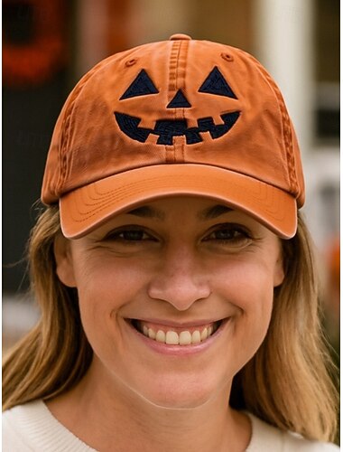  Unisex halloween gresskar ansikt baseballcaps, avslappet justerbar jack-o'-lanternehatt for fester, festivaler og utendørs bruk