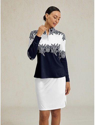  Femmes T-shirt POLO Bleu Marine manche longue Top Vêtements de golf pour femmes, tenues, vêtements