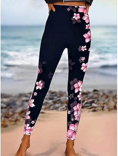  Damen Leggings Urlaub Vintage Mode Volle Länge Hohe Taille Blumen Grafik Abstrakt Drucken Thermowarm Weich Atmungsaktiv Dehnbar Täglich Urlaub Straße kleiner Finger Frühling Herbst Winter Schmale