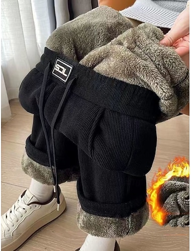 Damen Fleecehose Chinos Mode Streetwear Volle Länge Hohe Taille Einfach Tasche Elastischer Bund Bequem Weich Dehnbar Outdoor Straße Dunkelgrau Schwarz Khaki Herbst Winter Normale Passform   Damen Fleecehose Chinos Mode Streetwear Volle Länge Hohe Taille Einfach Tasche Elastischer Bund Bequem Weich Dehnbar Outdoor Straße Dunkelgrau Schwarz Khaki Herbst Winter Normale Passform